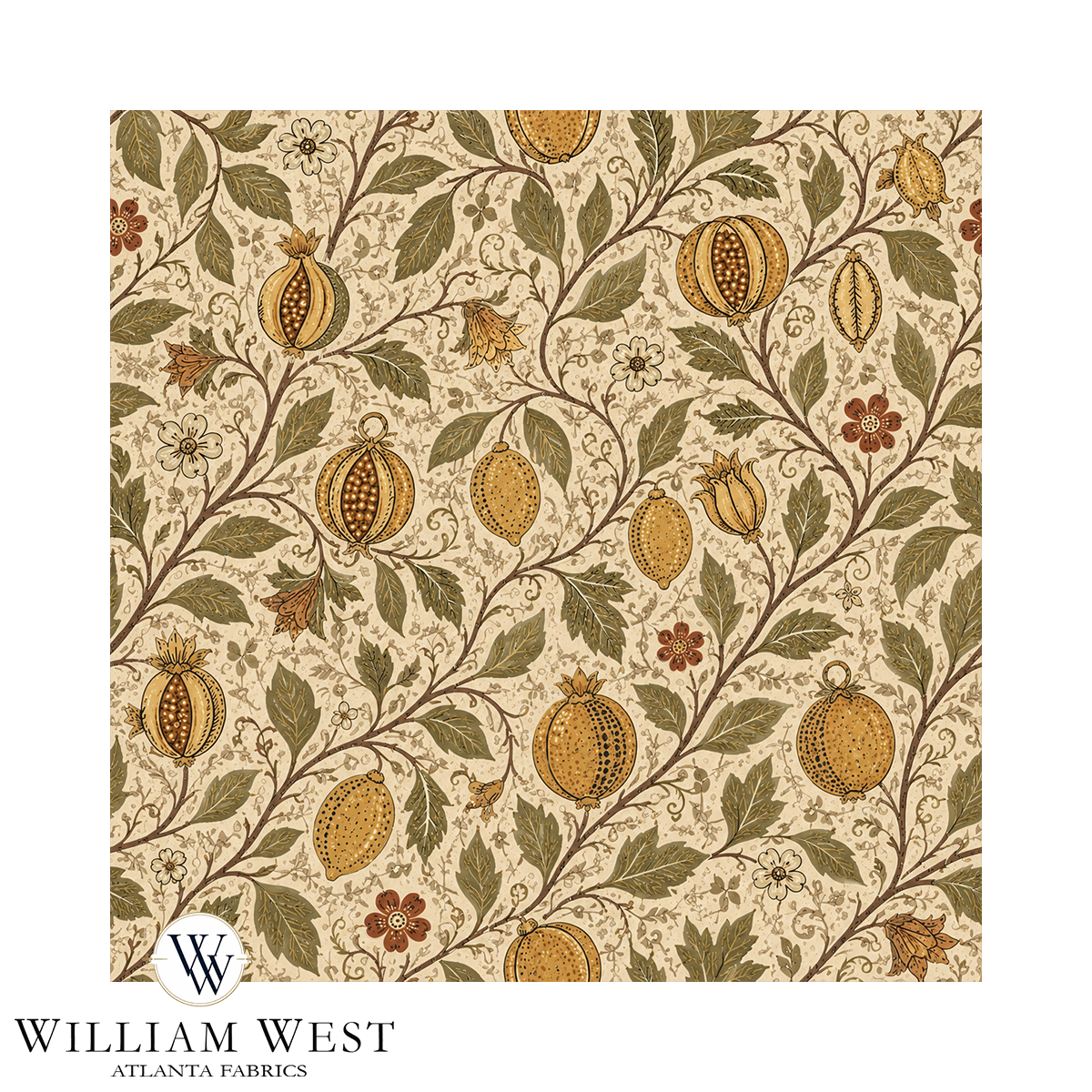 Atlanta Fabrics Pomegranate Court Camel Wallpaper Wallpaper | Atlanta Fabrics
