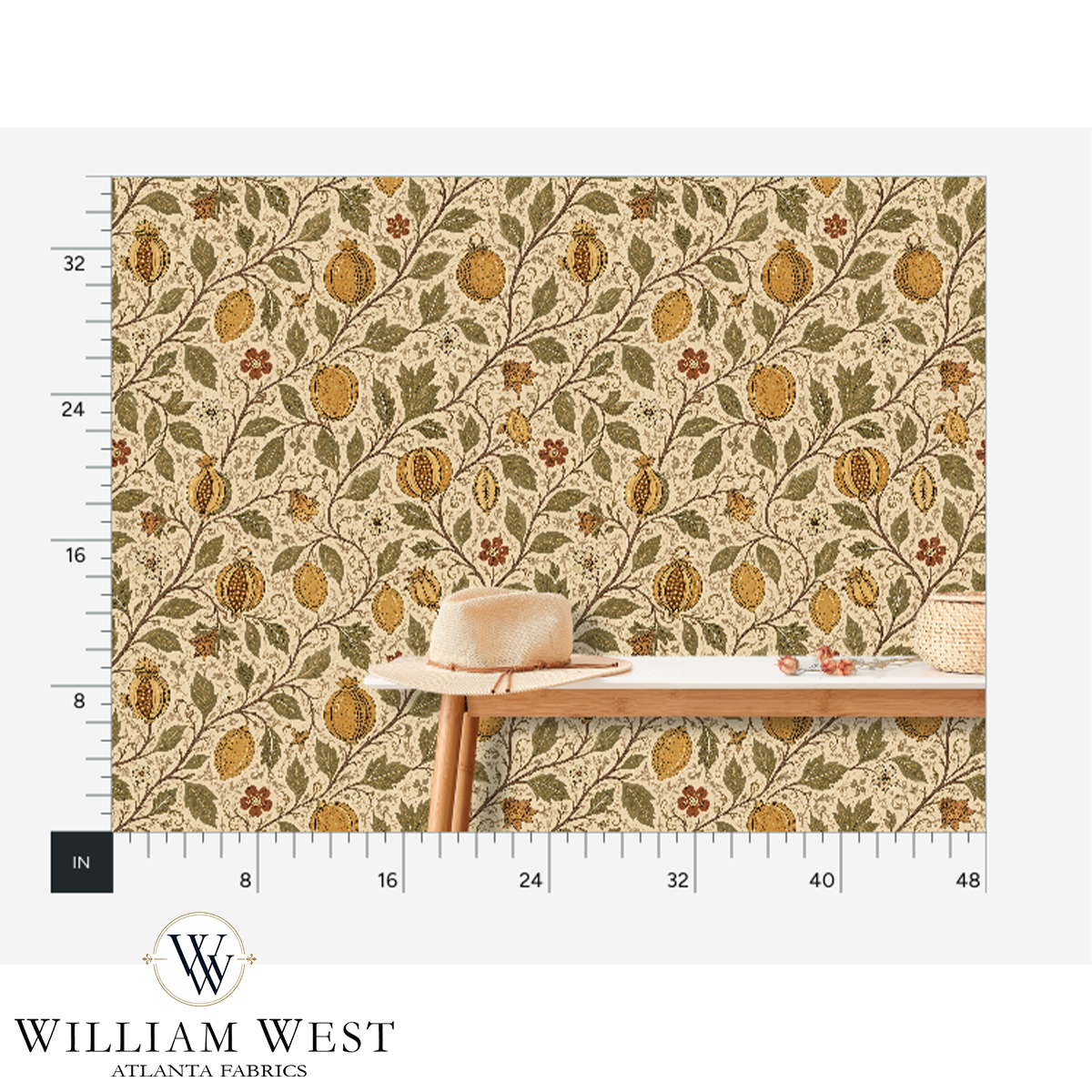Atlanta Fabrics Pomegranate Court Camel Wallpaper Wallpaper | Atlanta Fabrics