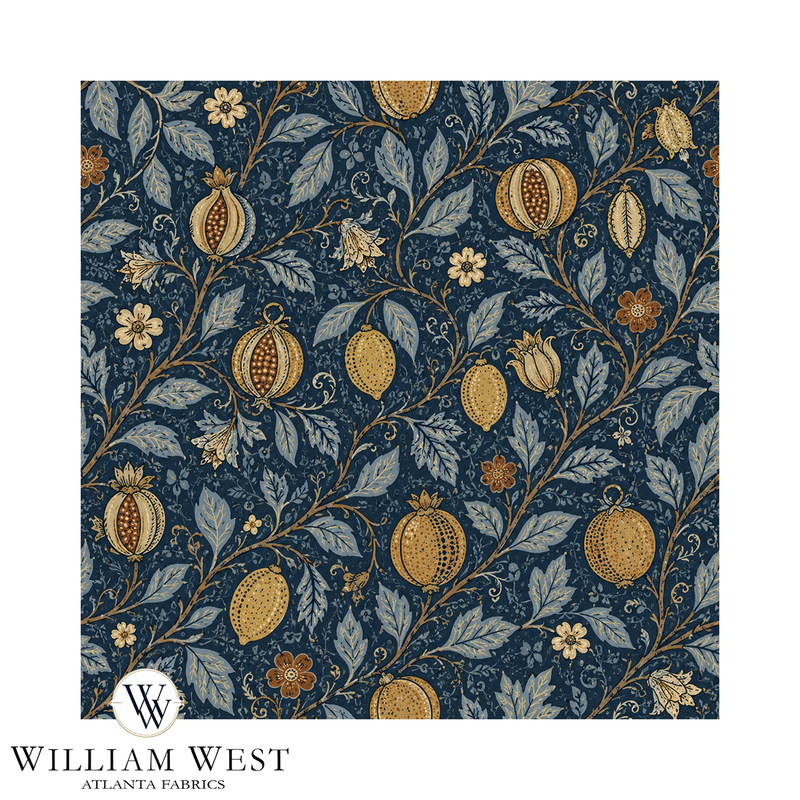 Atlanta Fabrics Pomegranate Court Navy Wallpaper Wallpaper | Atlanta Fabrics