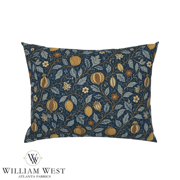 Atlanta Fabrics Pomegranate Court Navy Fabric | Atlanta Fabrics