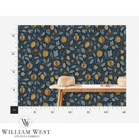 Pomegranate Court Navy Wallpaper