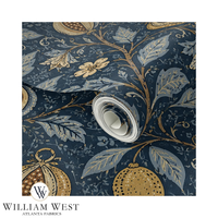 Pomegranate Court Navy Wallpaper