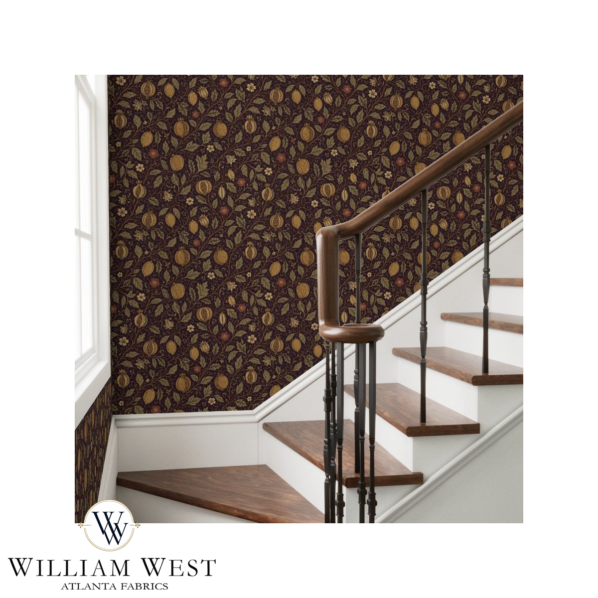 Pomegranate Court Walnut Wallpaper