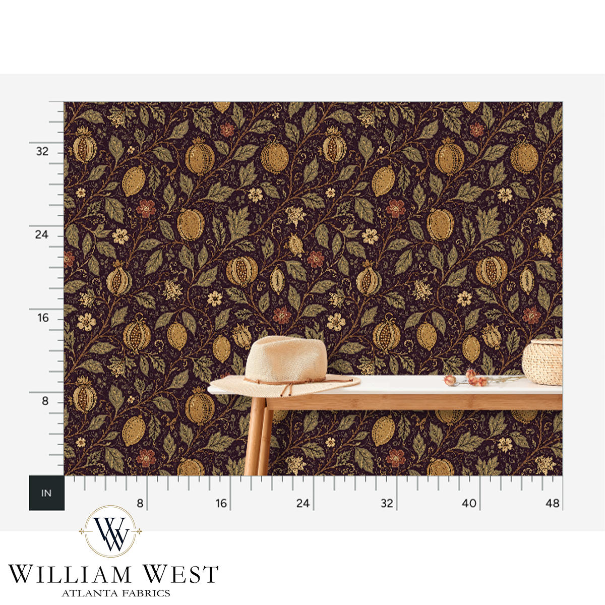 Pomegranate Court Walnut Wallpaper