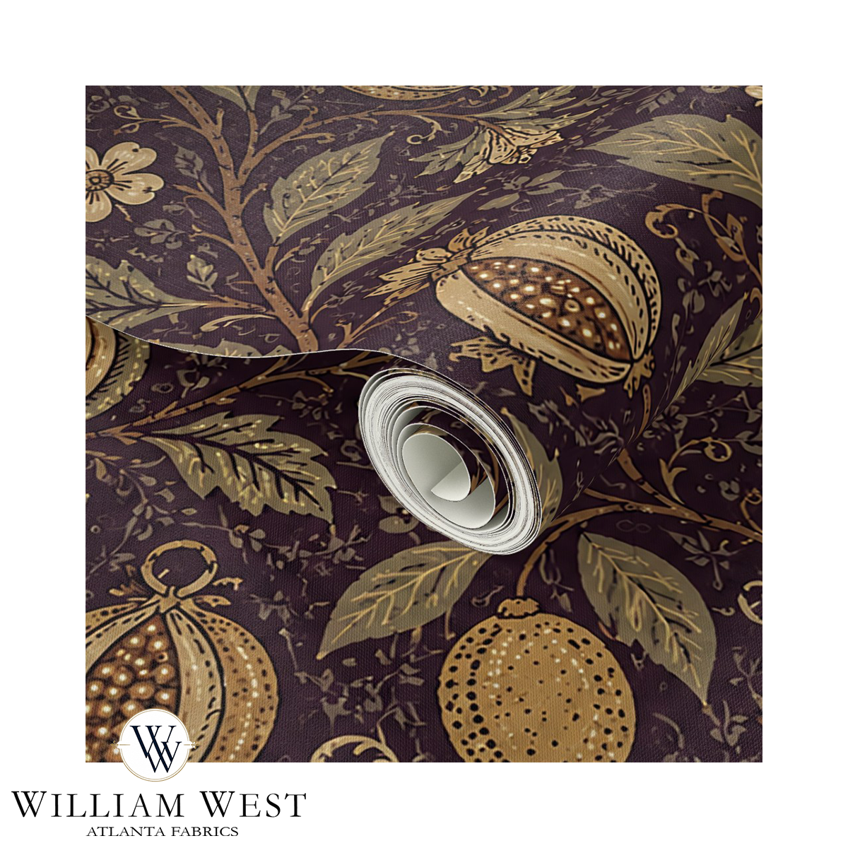Pomegranate Court Walnut Wallpaper