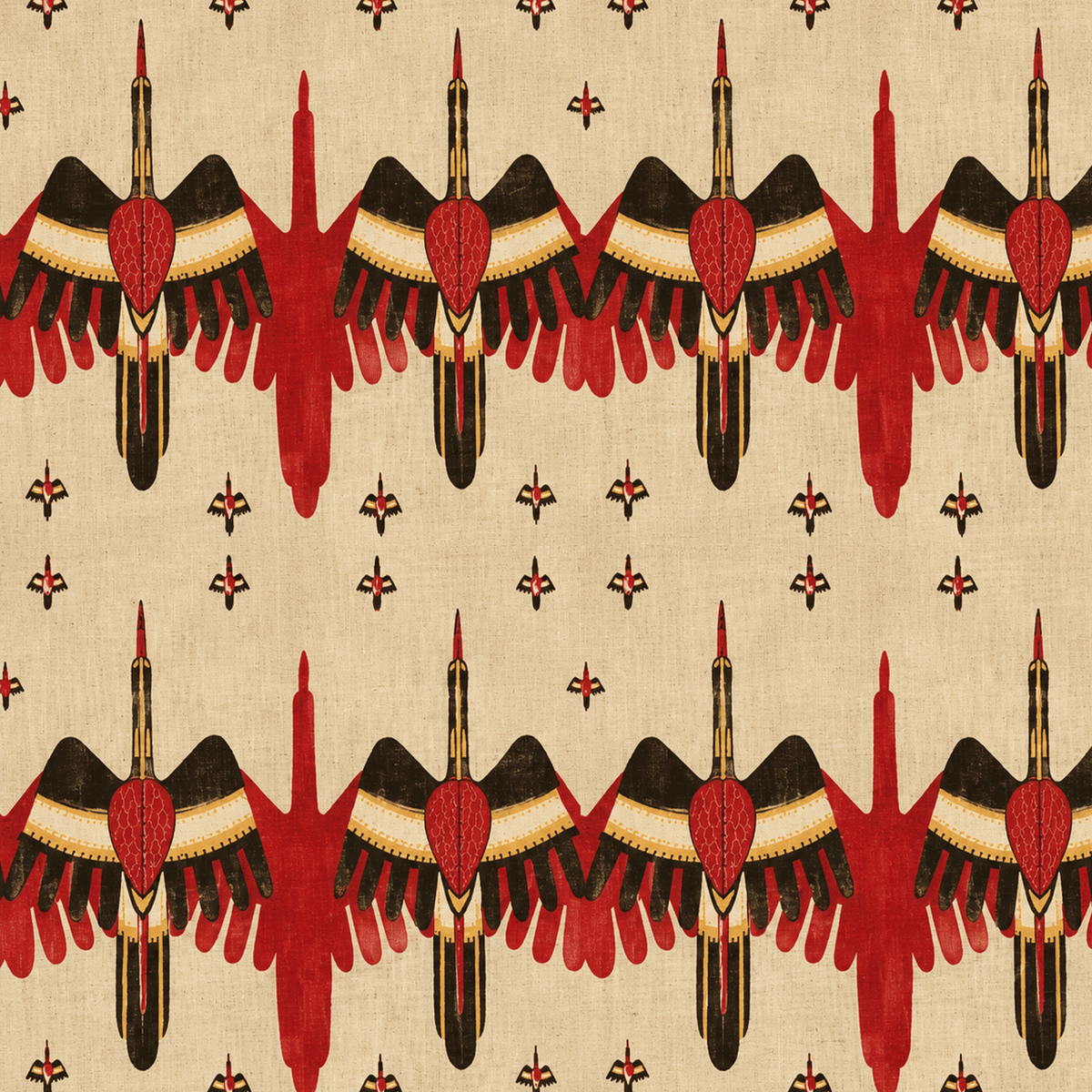Atlanta Fabrics Prairie Thunderbird Red Fabric | Atlanta Fabrics