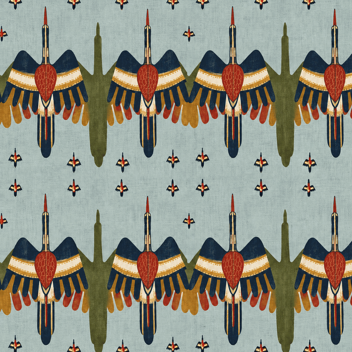 Atlanta Fabrics Prairie Thunderbird Robins Egg Fabric | Atlanta Fabrics