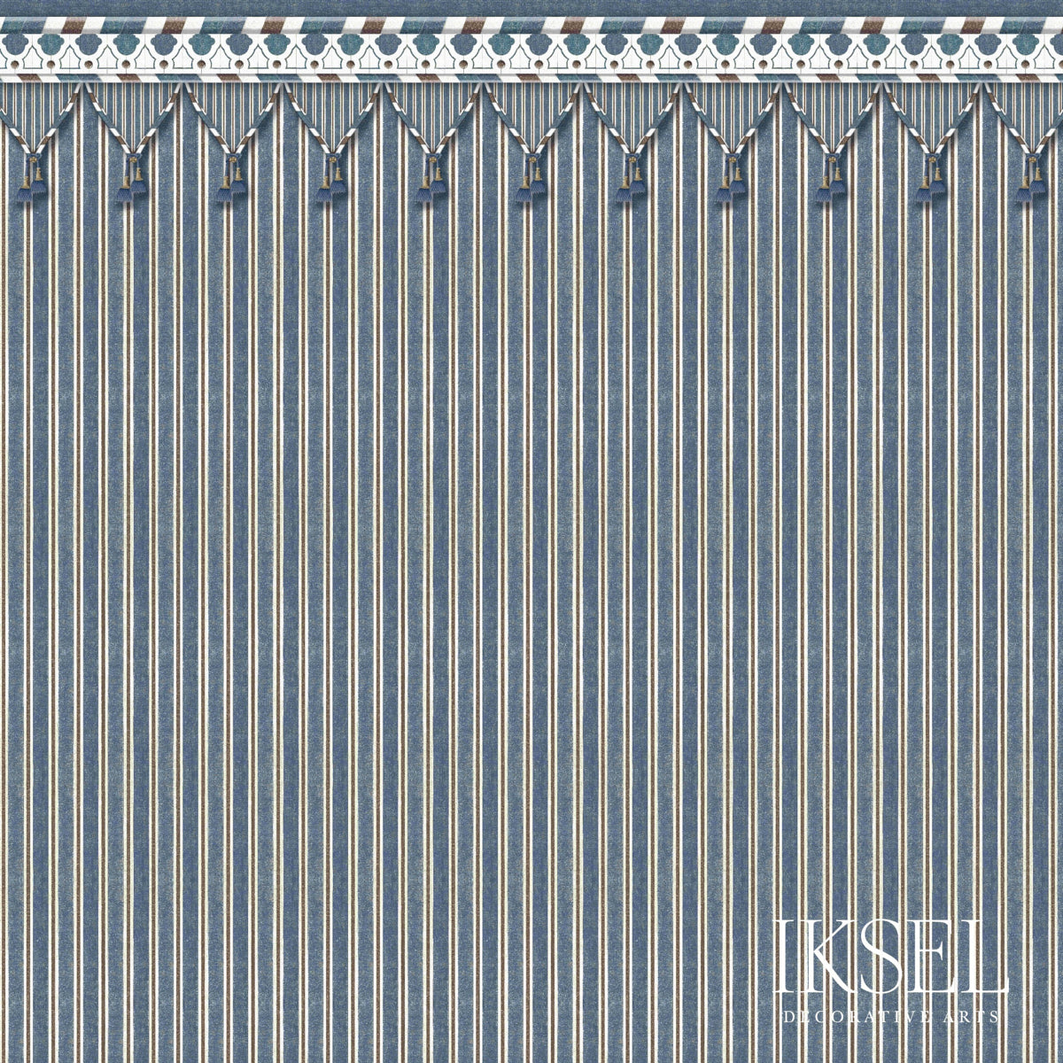 Schumacher KUBILAI'S TENT BLUE Fabric | Atlanta Fabrics