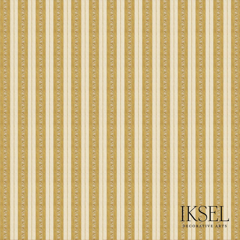 SCHUMACHER SAFAVID WIDE STRIPE GOLD FABRIC | Atlanta Fabrics