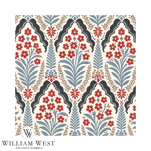 Atlanta Fabrics Rookery Garden Red Fabric | Atlanta Fabrics