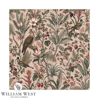 Atlanta Fabrics Royal Botanical Menagerie Pink Fabric | Atlanta Fabrics