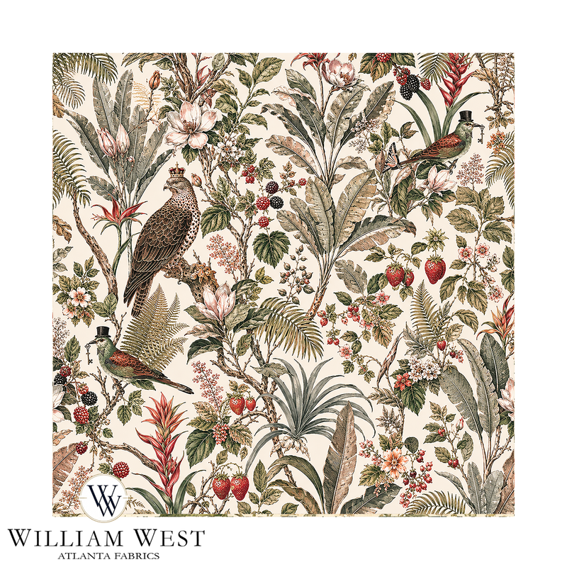 Atlanta Fabrics Royal Botanical Menagerie Sage Fabric | Atlanta Fabrics