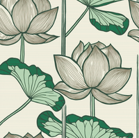 Atlanta Fabrics Sacred Nile Lotus Grey Fabric | Atlanta Fabrics