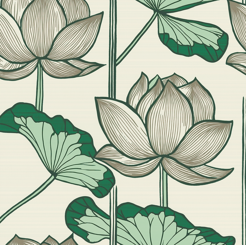 Atlanta Fabrics Sacred Nile Lotus Grey Fabric | Atlanta Fabrics