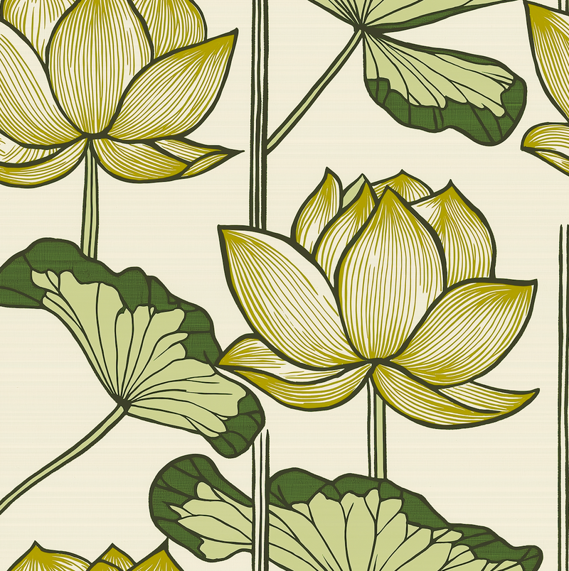 Atlanta Fabrics Sacred Nile Lotus Yellow Fabric | Atlanta Fabrics