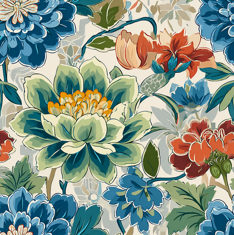 Atlanta Fabrics Wanderers Garden Bachelor Button Fabric | Atlanta Fabrics