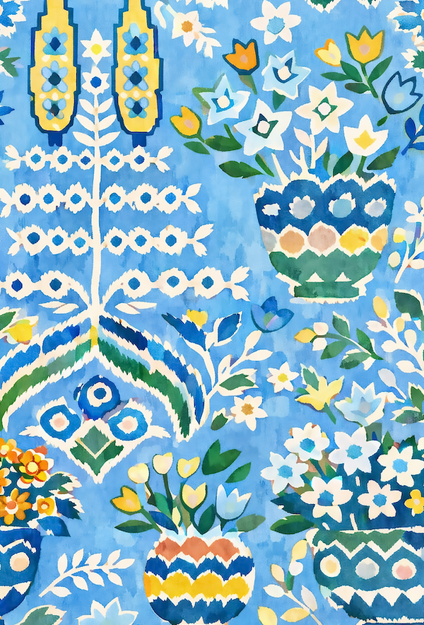 William West Designs Sunbeam Blue Fabric | Atlanta Fabrics