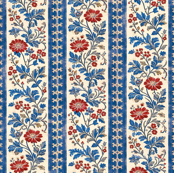 Atlanta Fabrics Kingsley Vine Royal Blue Fabric | Atlanta Fabrics