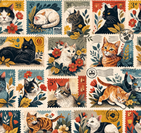 Atlanta Fabrics Cats Going Postal Multi Fabric | Atlanta Fabrics