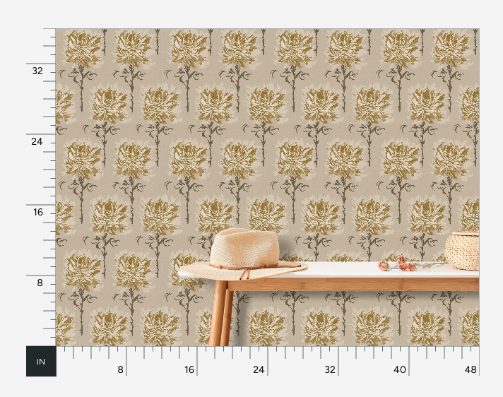 Faded Garden Reverie Gold Wallpaper