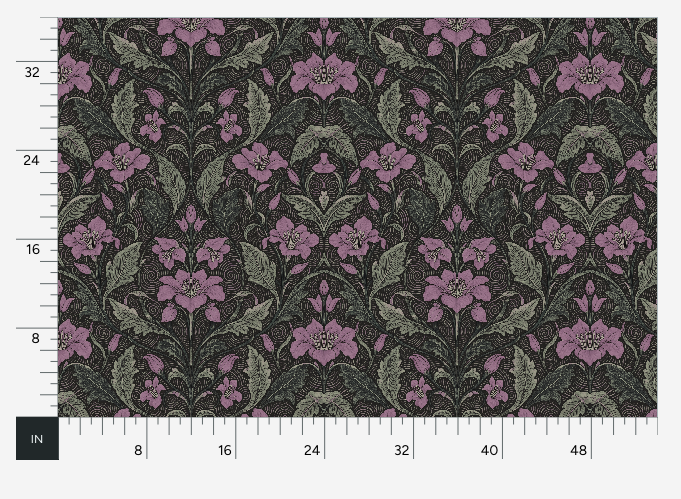 Garden Scrollwork Charcoal Lavender Sage