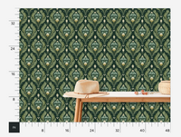 Palmette Evergreen Wallpaper