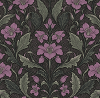 Garden Scrollwork Charcoal Lavender Sage