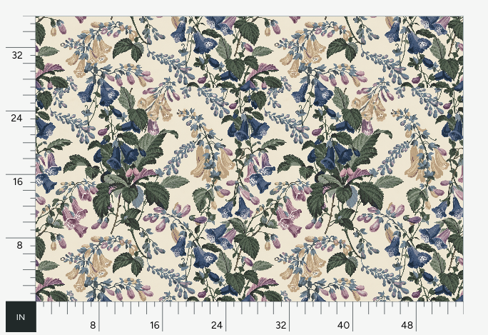 Atlanta Fabrics Bellflower Branch Ramble Blue Fabric | Atlanta Fabrics