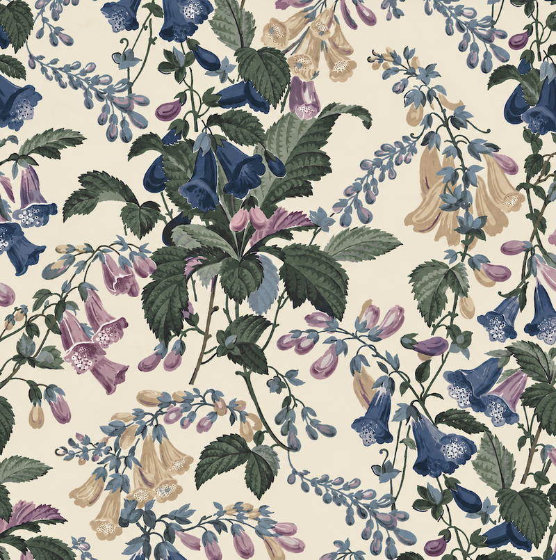 Atlanta Fabrics Bellflower Branch Ramble Blue Fabric | Atlanta Fabrics