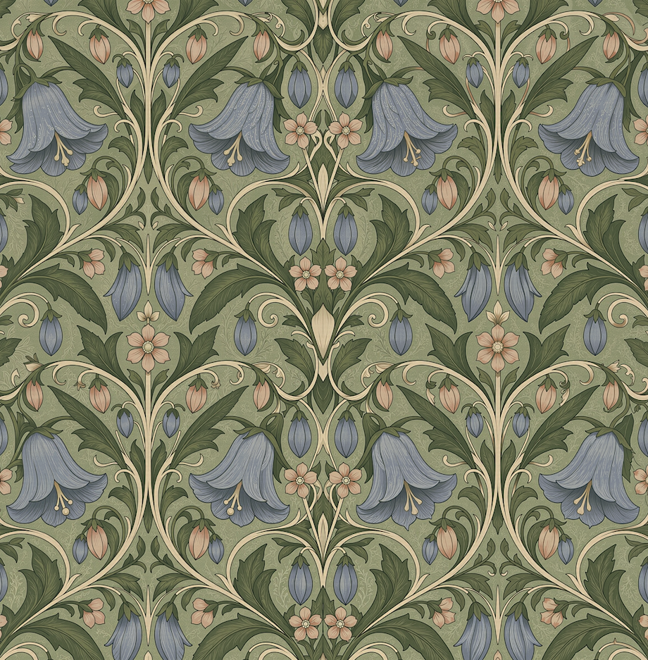 Atlanta Fabrics Nouveau Bellflower Tapestry Blue Fabric | Atlanta Fabrics