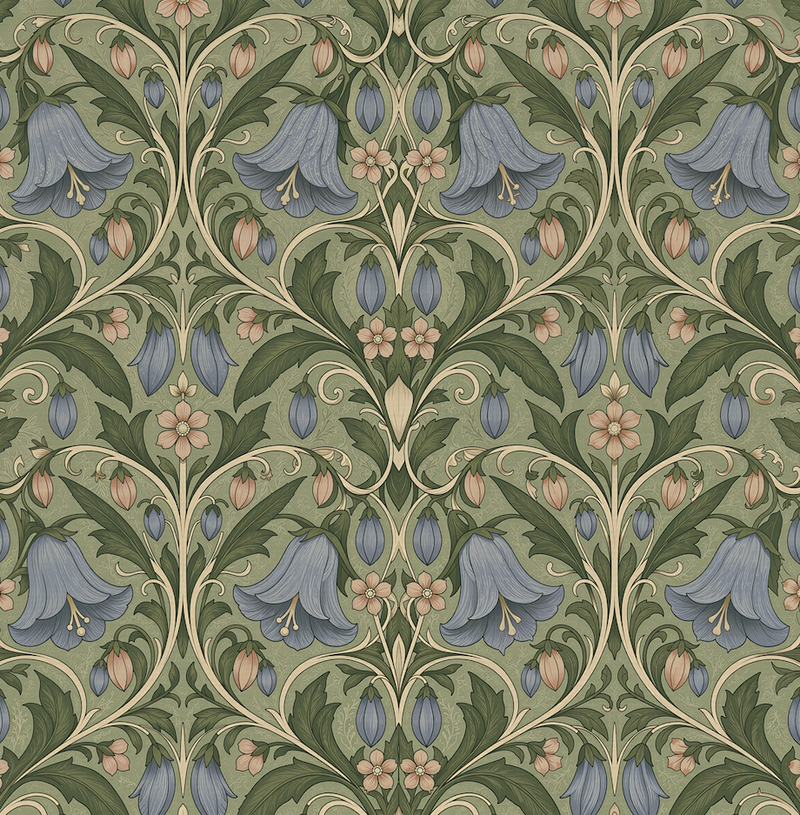 Atlanta Fabrics Nouveau Bellflower Tapestry Blue Fabric | Atlanta Fabrics