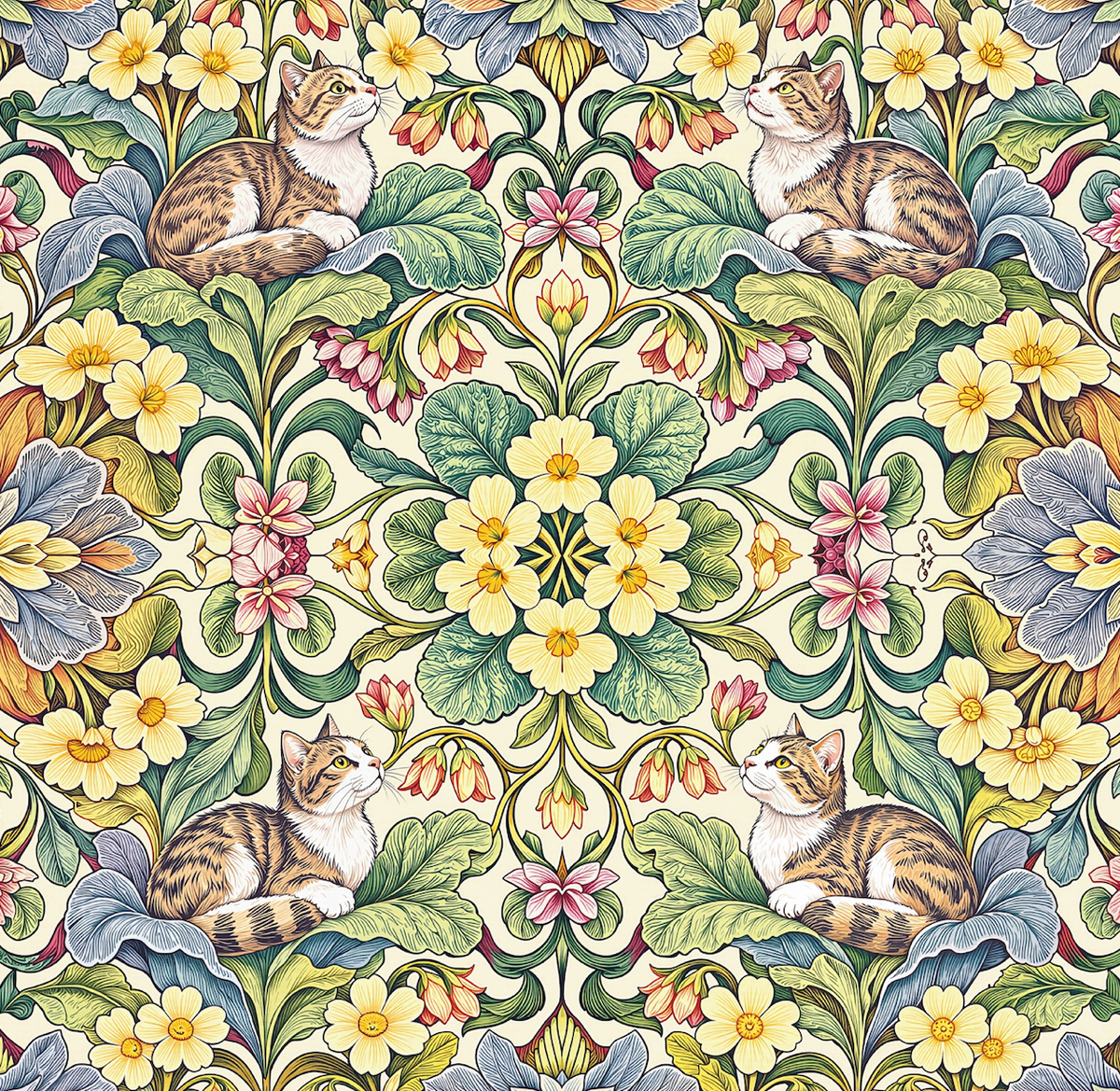 Atlanta Fabrics Primrose Cat Tapestry Fabric | Atlanta Fabrics