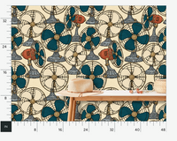 Atlanta Fabrics Breeze Table Fan Petrol Wallpaper Wallpaper | Atlanta Fabrics