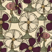 Atlanta Fabrics Breeze Table Fan Aubergine Wallpaper Wallpaper | Atlanta Fabrics