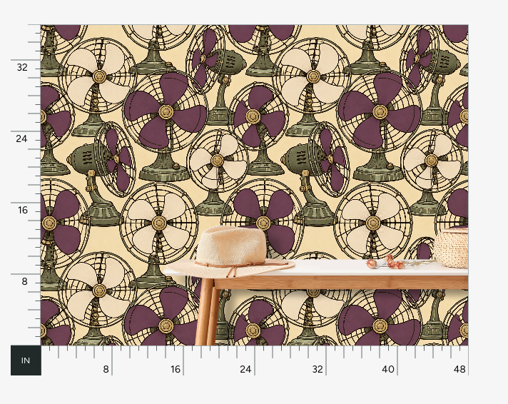Atlanta Fabrics Breeze Table Fan Dusty Grape Wallpaper Wallpaper | Atlanta Fabrics