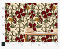 Atlanta Fabrics Breeze Table Fan Oxblood Wallpaper Wallpaper | Atlanta Fabrics