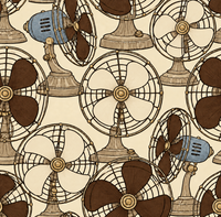 Atlanta Fabrics Breeze Table Fan Walnut Wallpaper Wallpaper | Atlanta Fabrics