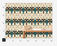 Atlanta Fabrics Prairie Thunderbird Teal Wallpaper Wallpaper | Atlanta Fabrics