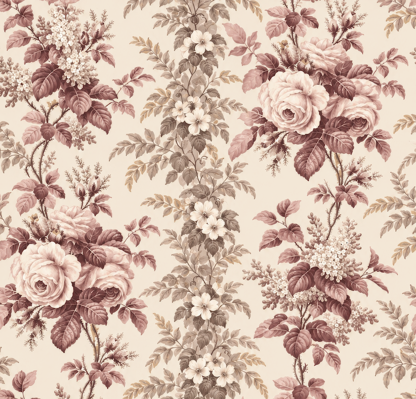 Atlanta Fabrics Southern Grace Dusty Rose and Taupe Fabric | Atlanta Fabrics