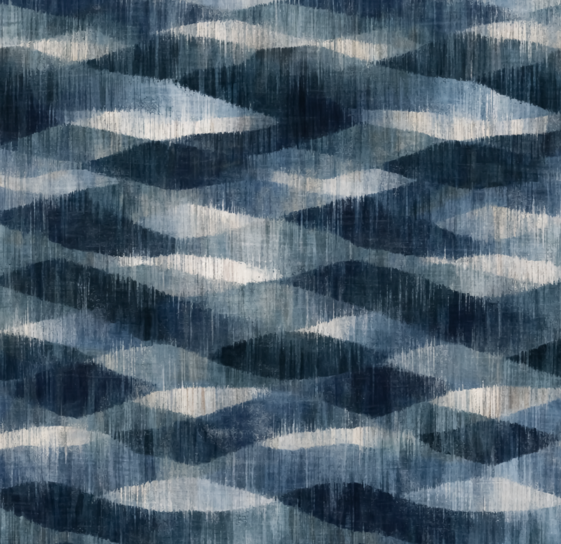 Atlanta Fabrics Watercolor Waves Navy Fabric | Atlanta Fabrics