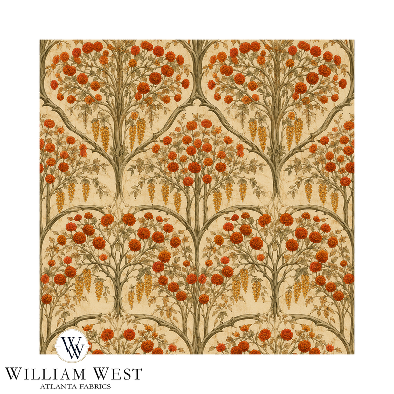 Atlanta Fabrics The Hidden Arbor Persimmon Fabric | Atlanta Fabrics