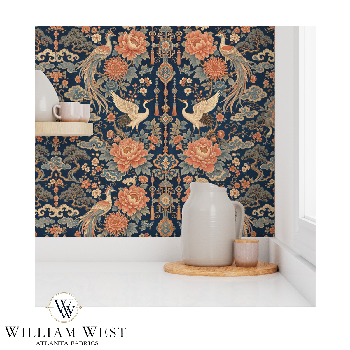 The Mandarin Garden Apricot Wallpaper