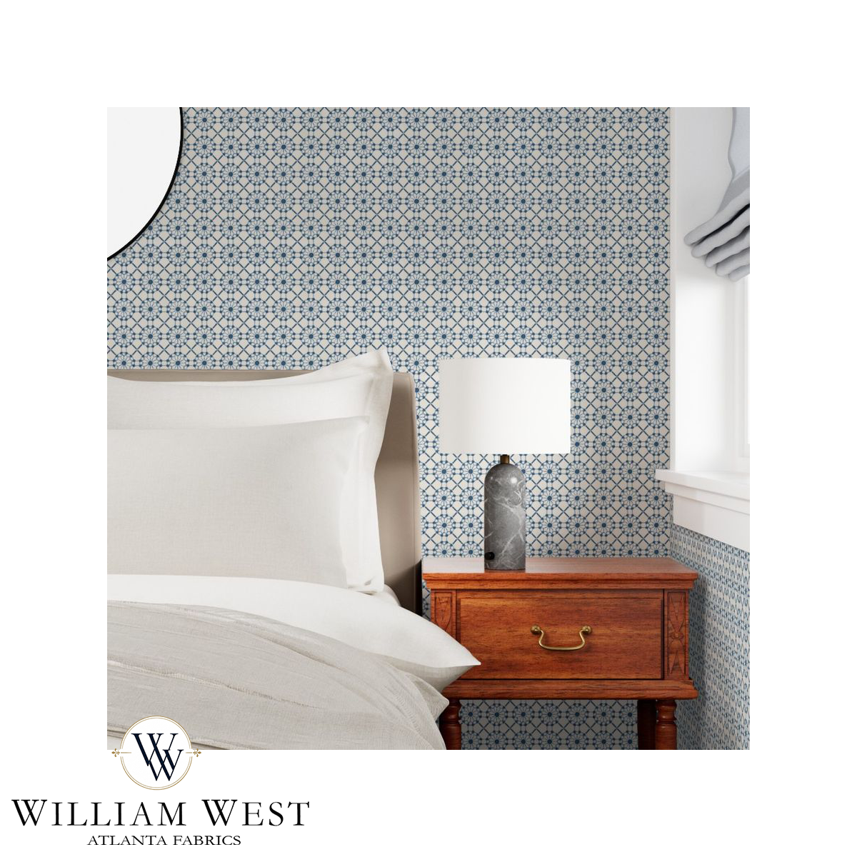 Trellis Wheel Blue Wallpaper