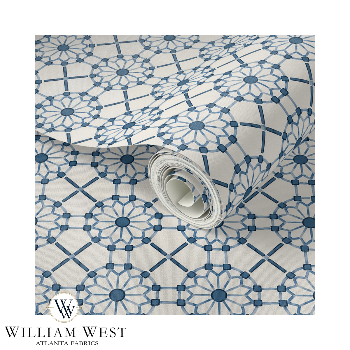 Trellis Wheel Blue Wallpaper