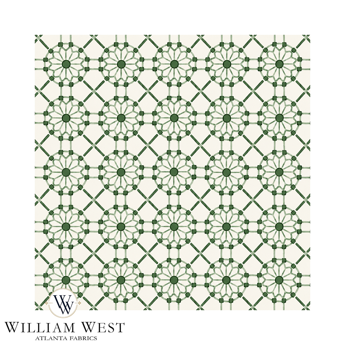 Trellis Wheel Green Wallpaper