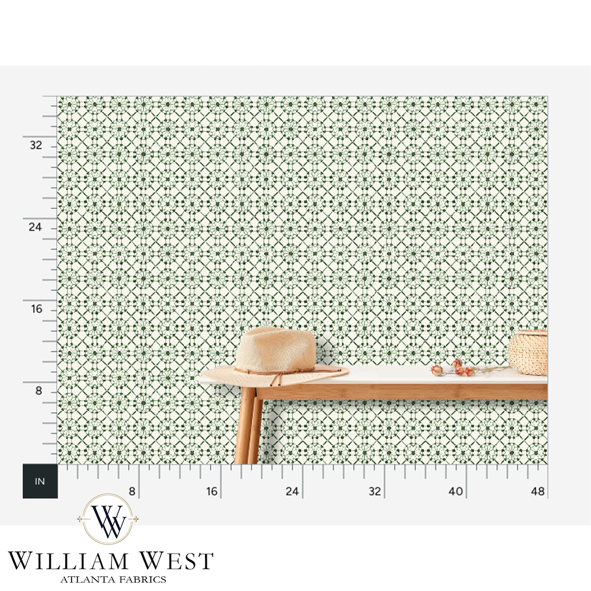 Trellis Wheel Green Wallpaper