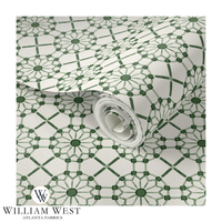 Trellis Wheel Green Wallpaper