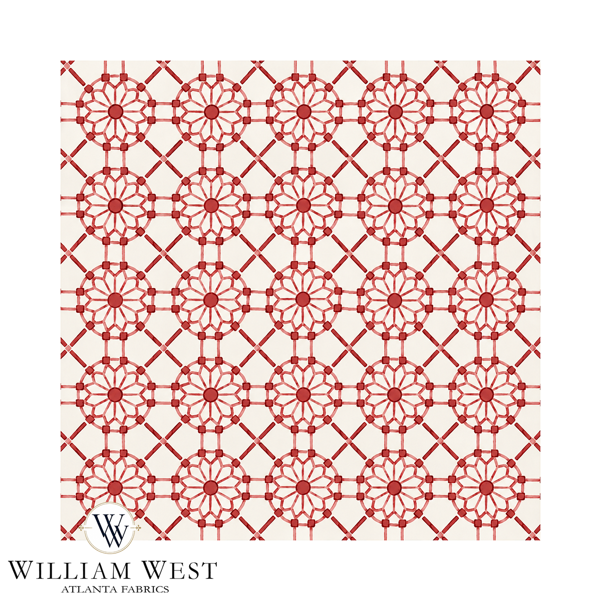 Trellis Wheel Red Wallpaper