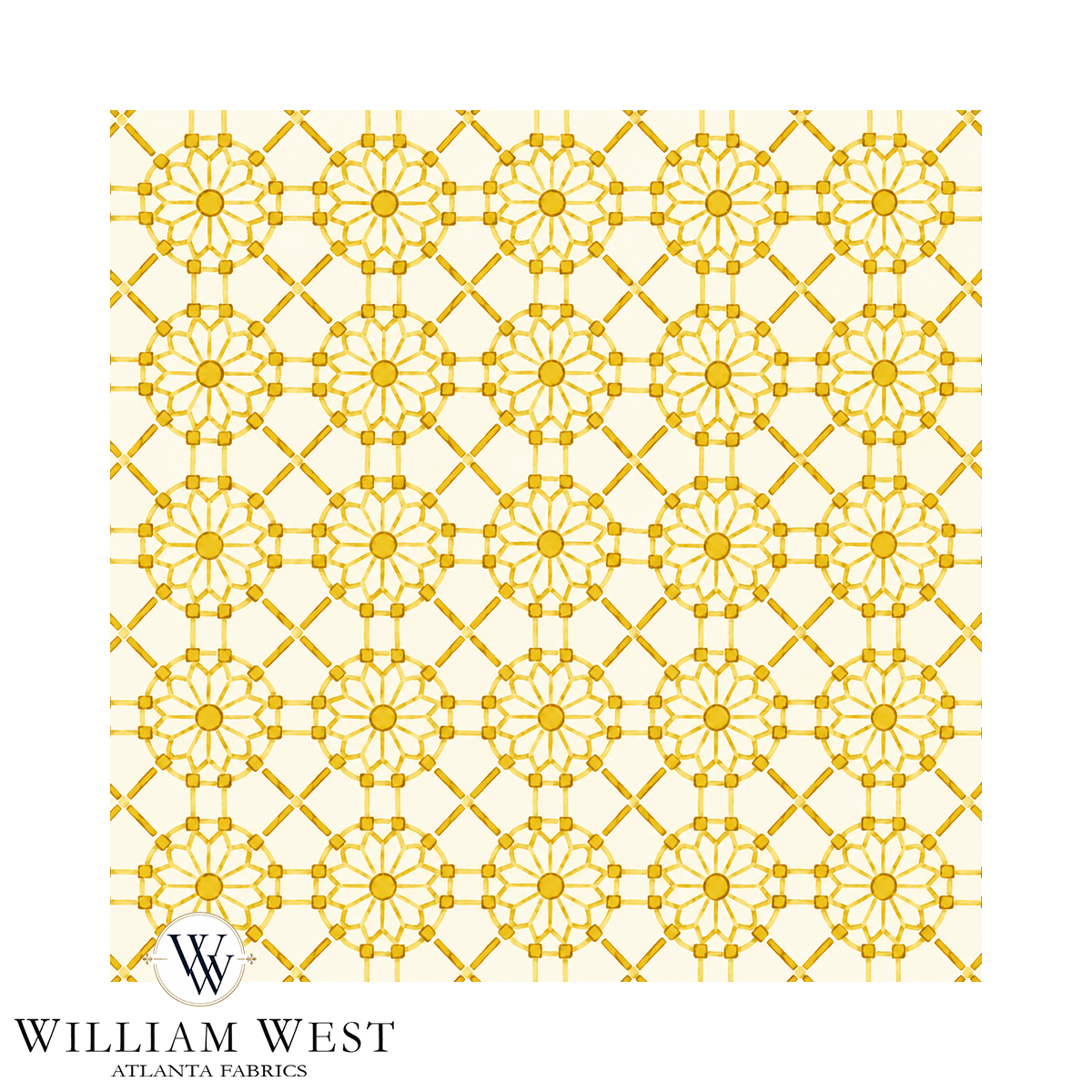 Trellis Wheel Yellow Wallpaper