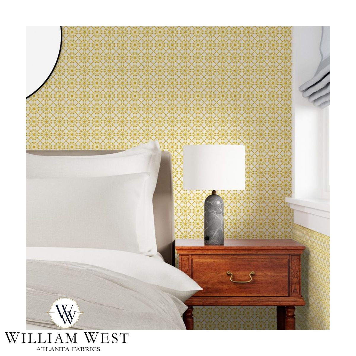Trellis Wheel Yellow Wallpaper